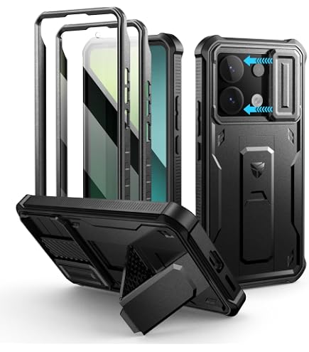 YmhxcY Handyhülle Für Xiaomi Redmi Note 14 5G – Mit Metallständer, Kameraschutz & Stoßschutz, Inkl. Schutzfolie