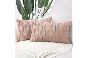 Madizz 2 Pezzi Federe in Lana Corta Velluto Copricuscini Morbido Decorativo Fodere per Cuscino Lusso Stile per Divano Camera da Letto Marrone Rettangolare 40x60 cm