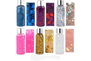 DGUSO Glitter Gel Cara 6 Botella con 6 Cucharitas Glitter para Cara Body Glitter Cara Glitter, Body Glitter Gel, Glitter Maquillaje, para Navidad Festival Masquerade Cumpleaños Maquillaje