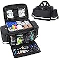Trunab Emergency Responder Trauma Bag Empty, Professional Large First Aid Bag Medical Bag with Inner Dividers and Non-Scratch Bottom, Ideal for EMT, EMS, Paramedics, Black, Empty-Patented Design