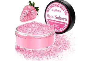 SIGWONG Paillettes Comestibles, 15g Colorant Alimentaire Poudre Alimentaires pour Un Cocktail, Paillettes À Boire pour Liqueur, Vin, Champagne D'halloween-Sakura Rose