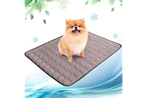 NIBESSER Alfombra Refrescante para Perros Gatos Alfombrilla de Refrigeración Automática para Mascotas Impermeable Antideslizante para Casa Viajes o en el Coche，M-60x50cm，café