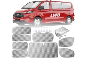 MaxAwe 8Pcs Internal Thermal Blind Set for Ford Transit Custom LWB, Luxury Sunshade Wrap Cover, Window Front Screen Cover, Summer Uv Sun Blind & Winter Insulation Cov er for Campervans & Motorhome