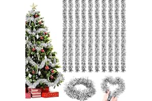 TAUFE Guirnalda de Oropel de Navidad,10Peizas Guirnalda Brillante Metálica,Espumillon Arbol Navidad,Guirnalda de Oropel Navidad,Guirnalda de Oropel Navidad,para Decoraciones en Interior Exterior (C)