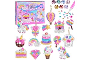 HGRGHH Diamantes para Manualidades para Niñas 6-12 Años, 15PCS Llaveros Pintura Diamantes, 5D Pintura de Diamantes Llavero, Juego de Manualidades de Diamantes, Cumpleaños Regalo para Niñas 6-12 Años