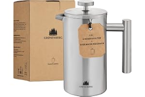 Groenenberg fransk press I kaffepress I isolerad cafetiere I rostfritt stål kaffebryggare i olika storlekar 2 koppar till 4 koppar (1000 ml)