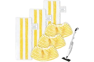 KEEPOW 3+3 Pack Steam Cleaner Pads Compatible with Karcher EasyFix SC3, SC4, SC5 Steam Cleaner, Steam Mop Accessories, Washable and Reusable, 3 Pack Steam Cleaner Pads+ 3 Handheld Nozzle Pads