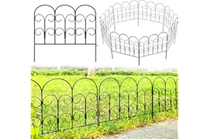 Thealyn Clôture de jardin décorative en métal - 40 cm H x 47 cm l (5 panneaux, longueur totale 2,35 m) - Clôture paysagère en fer forgé - Bordure de jardin - Pour parterre de fleurs, barrière pour