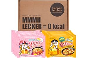 ‎KENNENLERNBOX Kennenlernbox 10er Ramen Box | Samyang Hot Chicken Ramen Combo | 5er Pack Carbonara & 5er Pack Käse