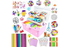 BNUZEIYI 3000 Activites Manuelles pour Enfants Kit Bricolage Enfant Boîte bricolage Pipe Cleaners pour Enfants de 4-6 6-8 8-12 ans Activite Enfant Ensemble de Matériel Jouet Cadeau pour Filles Garçons, Rose