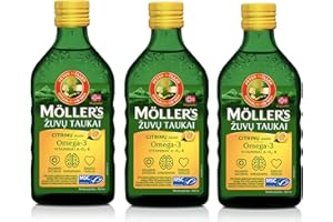 ‎MÖLLER'S Möller's Omega-3 Lebertran Zitrone,Flüssigkeit (250ml) - 3-Pack