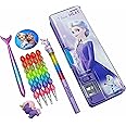 ZAYDANIC Frozen Pencil Box Case | Inbuilt LED Light with Dual Sharpener (Magnetic Lock & Dual Compartments) with School Stationery Kit for Kids & Students