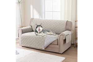 BellaHills Copridivano 100% Impermeabile Grande 2 Posti Addensare Copridivano Trapuntato con Tasche Laterali, Antimacchia Antigraffio Cani Gatti Salvadivano, Seduta 140cm, Rovere Francese