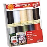 G&uuml;termann creativ Sewing Thread Set with 10 Bobbins of Coselotall 100 m in Basic Colours