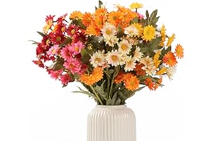 HNVNER 6 Pcs de Flores Margaritas Artificiales Decoracion de 6 Colores, Flores de Seda Falsas Artificiales Ramos para Interior Exterior Bodas Jardin Balcon Ventana