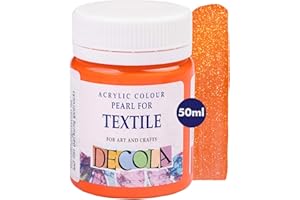 Nevskaya Palitra Decola - Orange Glitzer Effekt Textilfarbe 50ml | Hochpigmentierte Textilfarben Waschmaschinenfest | Hergestellt