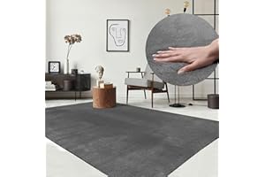 the carpet Relax - Nowoczesny dywan z krótkim i puszystym włosiem, z antypoślizgowym spodem, nadający się do prania w temperaturze do 30 stopni, ultra miękki, Antracyt, 80 x 150 cm