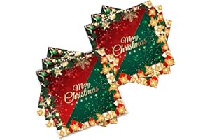 POPOYU Serwetki bożonarodzeniowe papierowe 20 sztuk serwetki bożonarodzeniowe czerwone i zielone serwetki zimowe dekoracja stołu 33 x 33 cm Boże Narodzenie dekoracja Wesołych Świąt Serwetki Xmas 137 x 274