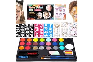 JUTYUM Kinderschminke Set 32 Stück Kinderschminken 20 Farben Schminke Kinder Professionelle Face Paint Gesichtsfarbe Kinderschminken Professionelle Gesichtsfarbe Kinder für Karneval,Geburtstag,Urlaubs Party