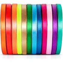 6 Rouleaux Ruban Satin 25 Mm X 23 M - Couleurs Assorties - Pour Emballage Cadeau, Mariage, DIY, Décoration