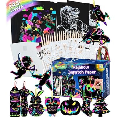 Piucrty Kratzbilder Set 2-teilig - Kreatives Bastelset Für Mädchen 3-10 Jahre