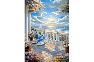 MXJSUA 5D Casa de Playa Diamond Painting, Diamond Painting Kit Completo, Manualidades Adultos DIY Cristal Pintura De Diamante Para, Painting Para Decoración De Pared Del Hogar 30x40cm