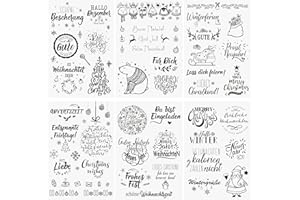 Kesote Stempel Clear Deutsch Stamp Frohe Weihnachten Neujahr Weihnachtsstempel Transparent Silikon (6 Bogen)