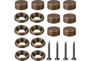 simarro 8Pcs Decorative Screws with Caps, Brass Screw Covers Caps Self Tapping Screws Fasteners Brass Upholstery Tacks for Mirror Furniture Cabinet Doors and Windows Fixing