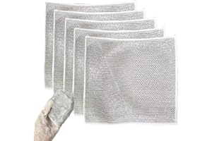 XINGSSSHUAI Multipurpose Non-Scratch Scrubbing Wire Dishwashing Rags, Multipurpose Wire Dishwashing Rags for Wet and Dry, Resuable Kitchen Microfibre Cleaning Cloth (5pcs)