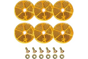 KOVSGQ Katzenaugen Reflektoren Anhänger Reflektoren Rückstrahler Rund Seitenstrahler Orange 6Stk 60mm für Anhänger KFZ PKW Traktor LKW Wohnwagen Wohnmobile Anschraubbar mit Schrauben