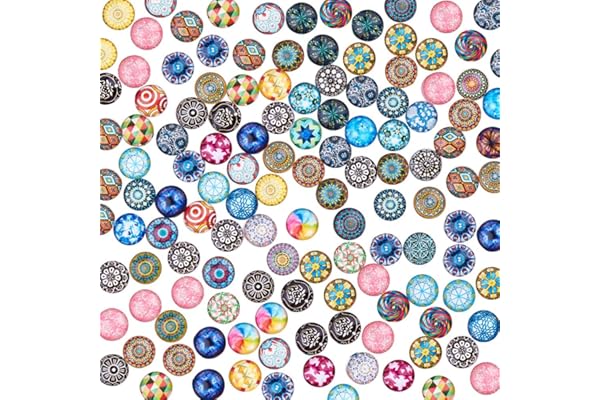 PH PandaHall- 200pcs Mosaïque Cabochons en Verre Imprime Demi Rond, Mixte Couleur, 12x4mm