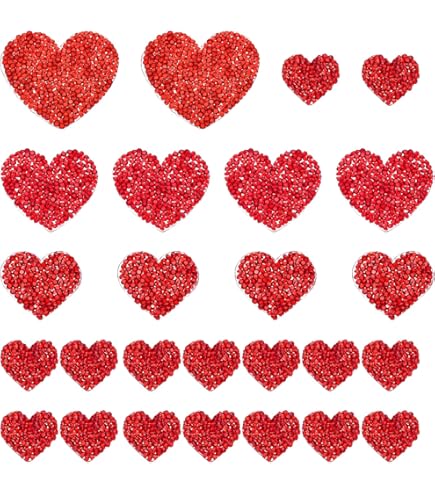 Glitzerdeals Strijkplaatjes, glitter, strijkplaatjes, carnaval, hart, opstrijkapplicaties voor textiel, carnaval, kostuum, hart, carnaval, patch om op te strijken, hartje, oranje