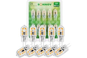 Bonnov G4 LED Lampe, 2W Äquivalent 12V 20W Glühbirnen, Warmweiß 3000K, 200LM Minimeis Birne, Licht, Nicht dimmbar, Bi-Pin Sockel, 10er-Set