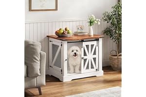 OCTORO Hundekäfig, 73 cm Hundebox, Dreitüriger Hundekäfig für zu Hause, Schiebetür, Modernes Holz-Hundehäuschen, Kleine Hunde und Welpen, Verstärktes Design, 73x51x60 cm, Weiß