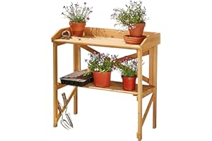 Garden Gear Two-Tier Wooden Potting Bench, Greenhouse Workstation & Staging, L80 x W40 x H84.5cm