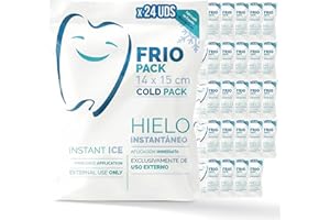 PRACTICOSA Bolsa de Frío Instantáneo. Bolsa Higiénica de Un Solo Uso. Sensación Rápida e Inmediata para uso externo. Compresas de Frío Multiusos. 14x15 cm. 24 Unidades.