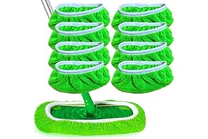 OIOYLEY Tücher Wiederverwendbare für Swiffer Sweeper Mop, Nachfüllpackungen für Waschbare Mopptücher aus Korallenvlies für Nass- und Trockenarbeiten, 8er-Pack Grün