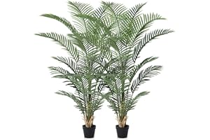 VeriNatural Artificial Plants Indoor Large Tree - 150cm UV-Resistant Tall Faux Areca Tropical Palm in Pot - Fake Plastic Plants Perfect for Outdoor Home Office Balcony Garden Decor (2Pack), VN125