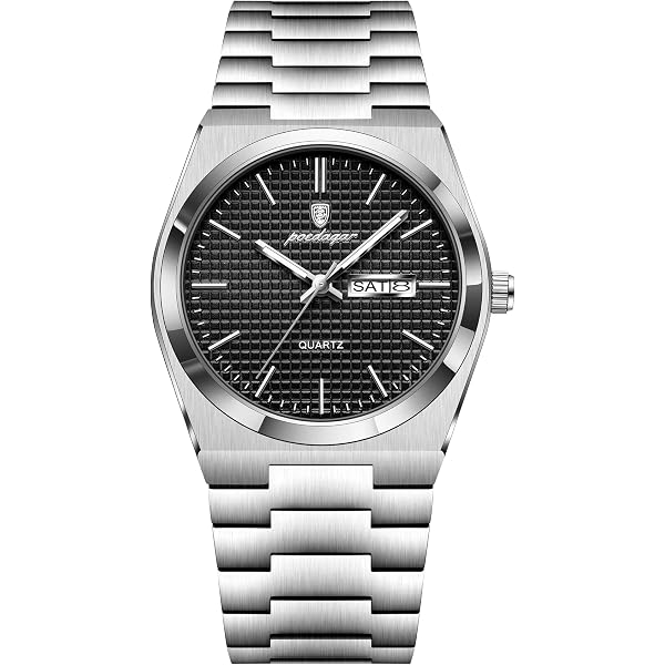 Orologio Da Uomo Poedagar In Acciaio Inox, Impermeabile 30 M, Quadrante Luminoso Con Data E Settimana, Movimento Al Quarzo, Stile Sportivo-elegante