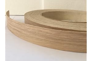 REAL WOOD VENEER EDGING 22MM WIDE Pre Glued Iron on Oak Wood Veneer Edging Tape 22mm Wide (5 metres)