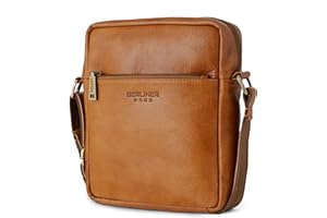 Berliner Bags Tom Sac Bandoulière en Cuir Véritable avec Fermetures Éclair YKK et Sangle Réglable, Élégant et Pratique, Idéal pour le Travail ou les Sorties, pour Homme – Marron
