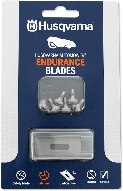 Husqvarna Automower® Endurance Messer – 6er-Pack Kohlenstoffstahl, 4-Kanten-Design für längere Lebensdauer und schärfere Schnitte
