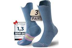 JUCLISE Calzini da Running Compression in Bamboo con Coolmax - Anti-VescicheperTrekking & Palestra VescicheCon Cuscino a Zone Ventilazione Rete Supporto