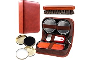 Wilbeva Schuhputz Set mit Bürsten und Schuhcreme für Damen und Herren, Schuhputzreiniger aus Leder mit Rosshaarborsten Dauber, 7-in-1 Schuhbürsten und Reinigungsset
