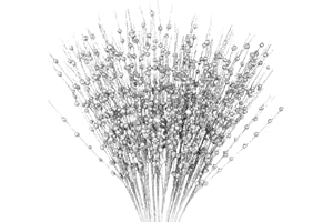 MACTING Artificial Glitter Berry Stem Ornaments, 12Pcs Christmas Tree Decorations, Silver Bead Sticks, Twigs, Picks, Branches for Christmas Tree, Small Vase, Holiday, Wedding, Party(14in, Silvery)