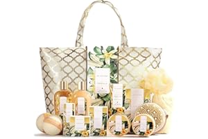 ‎SPA LUXETIQUE Bade Geschenkset für Frauen, SPA LUXETIQUE 15 tlg. Vanilleduft Bad Set Geburtstagsgeschenk für Damen mit Duschgel, Trockene Haarkappe & Geräumige Handtasche, Geschenkset zum Muttertagsgeschenk