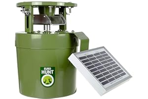EURO HUNT EUROHUNT Futterautomat Light 6V, Komplettset, Automat für Tierfütterung mit Solarpanel & 6V-Akku + Ladekabel, wetterfest, grün, ca. 22,5 x 20,5 x 18cm