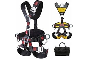DIJJIG Rock Climbing Full Body Safety Harness Adjustable Thickened Widened Waist Protection for Climbing Trees Mountain Climbing Firefighting Rescue High Altitude Operations CE Certification