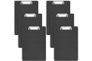 KEBITEDAMAI 6 Pz A4 Portablocco Plastica, Cartellina Portadocumenti A4, Cartellina Rigida con Pinza, Cartelletta Blocca Porta Fogli per Studenti Insegnanti Forniture Ufficio Forniture (Nero)
