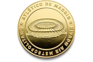 MOCIWORLD Atlético de Madrid - Moneda edición Especial Escudo y Estadio Riyadh Air Metropolitano - Coleccionable - Dorada - Producto Oficial